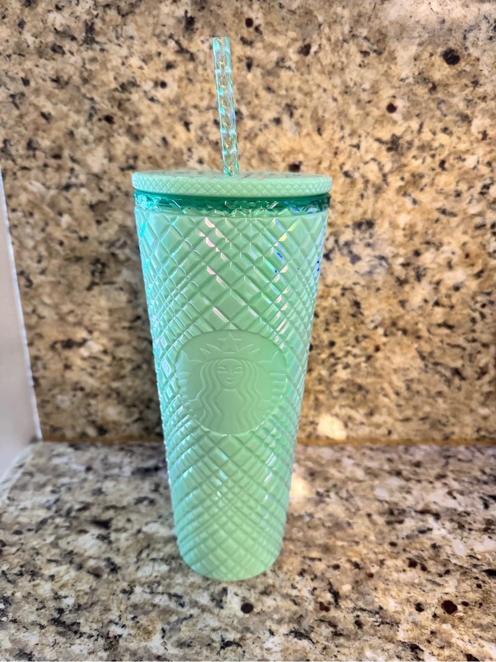 Starbucks Mint Green Textured Cold Cup with Straw